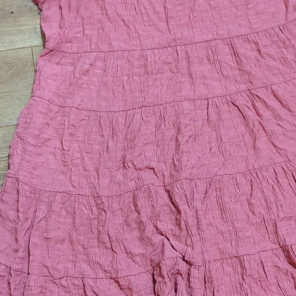 KNOX ROSE Flutter Short Sleeve Textured Tiered A-Line Dress w Pockets Coral XXL - Picture 5 of 8